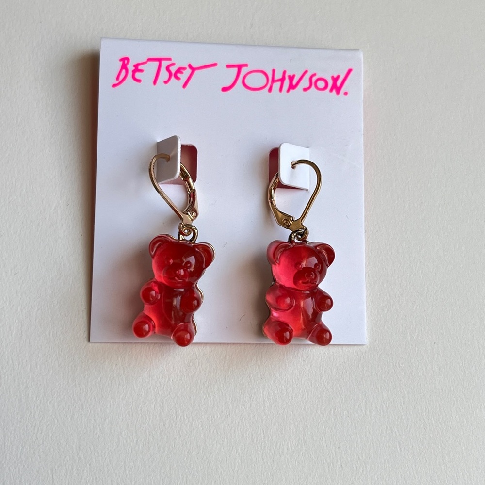 Betsey Johnson Vibrant Red Bear Earrings